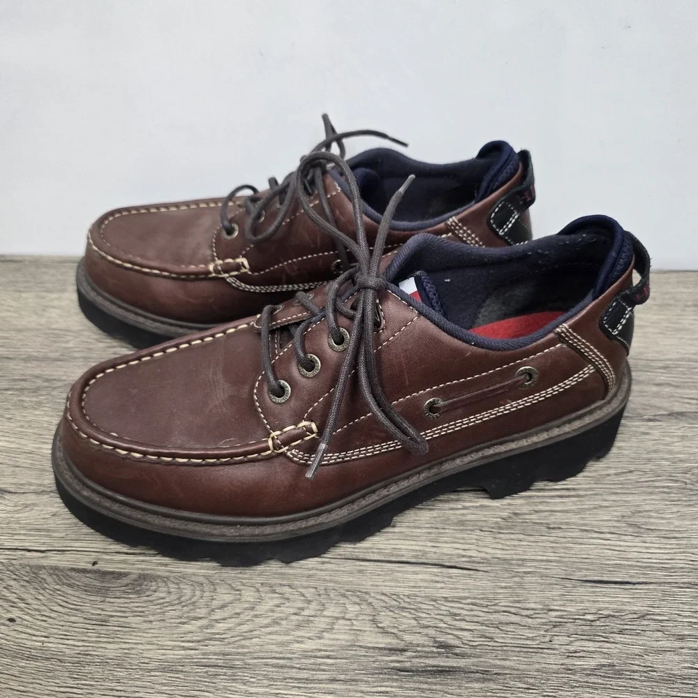 Tommy Hilfiger Brown Leather 90s Y2K‎ Chunky Shoes Mens Size 12 M